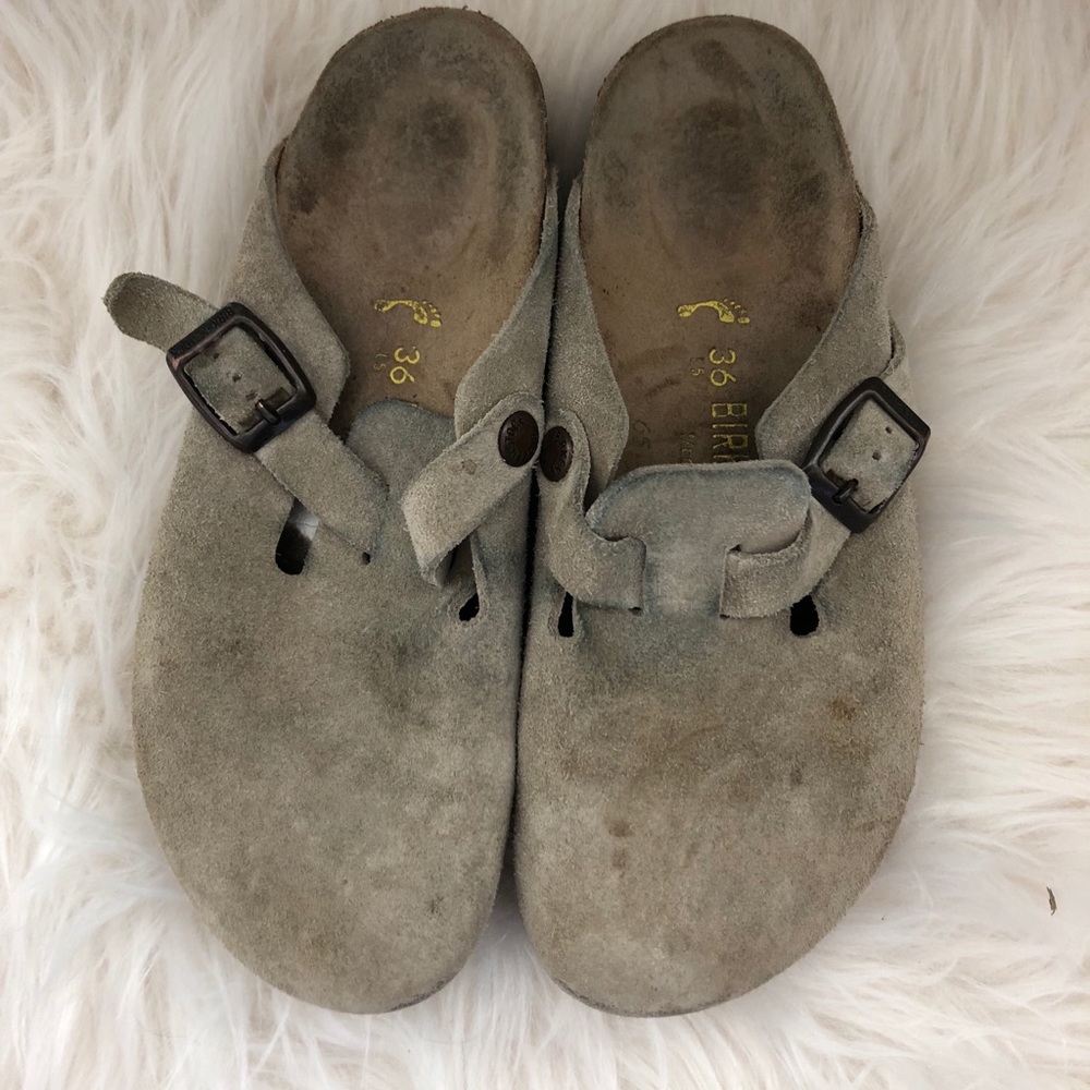 Birkenstock Grey Suede Clogs